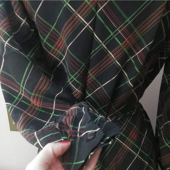 1980s Vintage Pierre Balmain Plaid Shirt Dress Siz - Picture 5 of 6